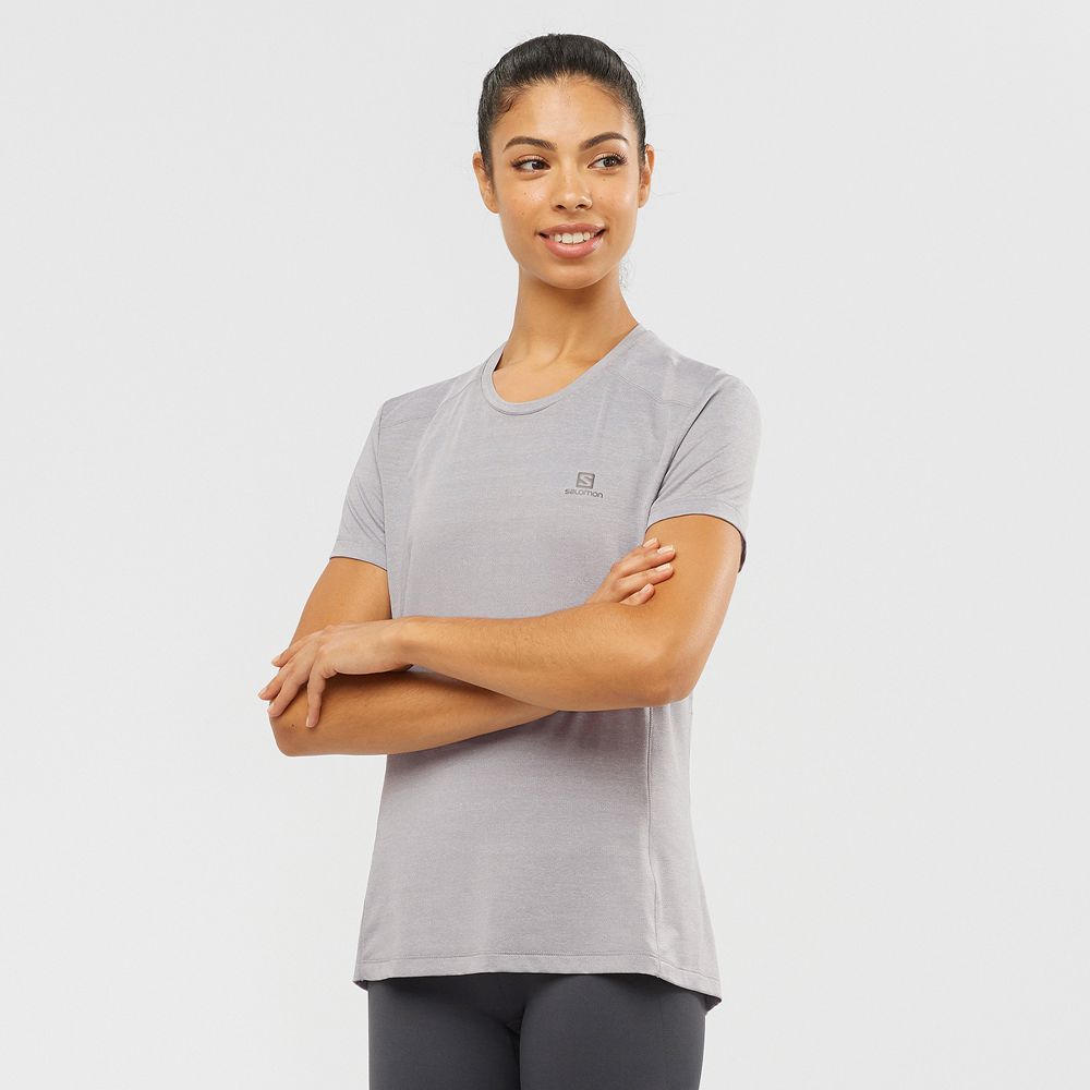 Salomon Singapore Womens T-shirts - XA W Grey | 25780-WZOC